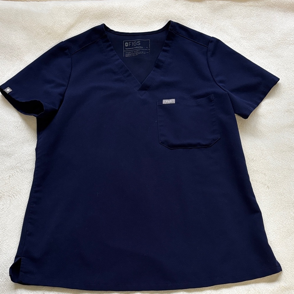 Figs Deep Blue V-Neck Scrub Top